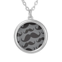 Black and gray trendy funny mustache pattern necklace