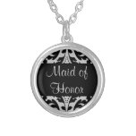 Black and gray victorian damask maid of honor necklaces