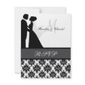 Black and Gray Wedding Couple RSVP Card invitation