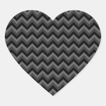 Black and Gray Zig Zag Pattern. Heart Sticker