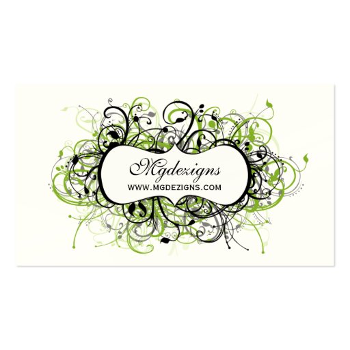 black and green Chic Business Cards (front side)