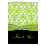 Black and Green Damask Thank you Card