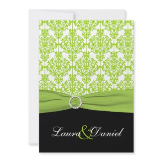 Black and Green Damask Wedding Invitation invitation