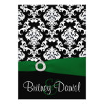 Black and Green Damask Wedding Invitations