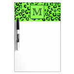 Black and Green Leopard Print. Custom Monogram. Dry-Erase Whiteboards