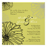 Black and Green Mum Flowers Wedding Invitation