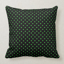 Black and Green Polka Dots Decorative Pillow