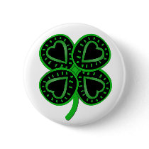 Black and green shamrock -1- buttons