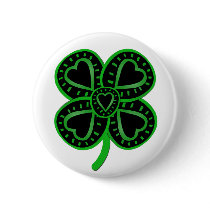 Black and green shamrock with heart buttons