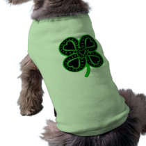 Black and green shamrock with heart pet clothing