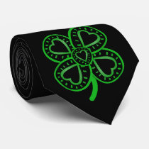 Black and green shamrock with heart ties