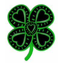 Black and green shamrock with heart t-shirts
