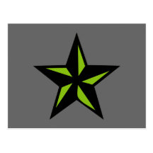 Black and Green Star Post Cards