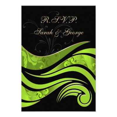 black and green wedding RSVP Standard 3.5 x 5 Announcements