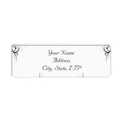 Black and Grey Floral and Scroll Return Address Labels by 