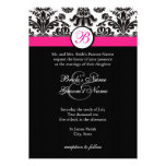 Black and Hot Pink Damask Wedding Invitation