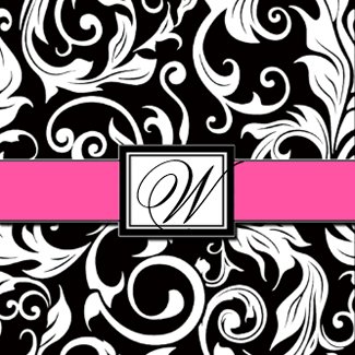 Black and Hot Pink Damask Wedding Invitations invitation