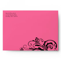 Black and Hot Pink Floral Chic Envelopes