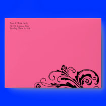 Black and Hot Pink Floral Chic Envelopes