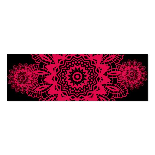Black and Hot Pink Fuchsia Lace Snowflake Design Business Card Template (back side)