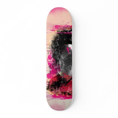 Black and hot pink grunge deck skate boards by scarletquill