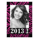 Black and Hot Pink Zebra Print Photo Graduation Personalized Announcement