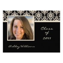 Black and Ivory Damask Graduation Invitations invitations