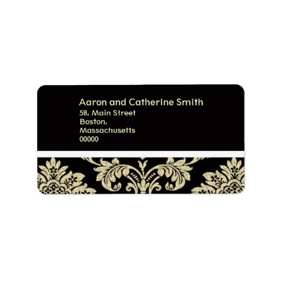 Black and Ivory Damask Wedding Address Labels