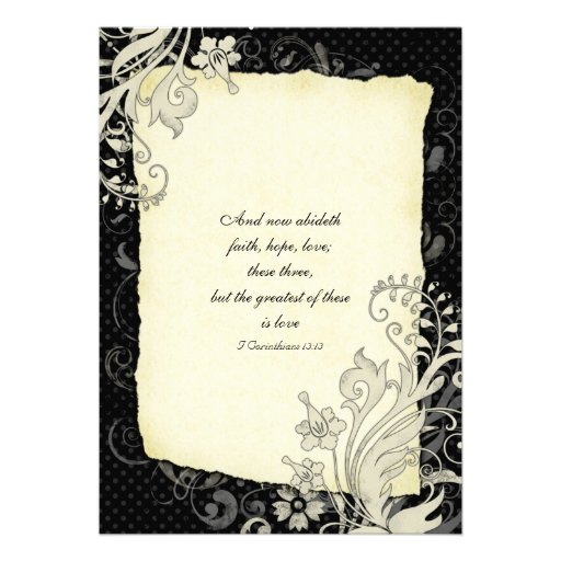 Black and Ivory Floral Wedding Invitation