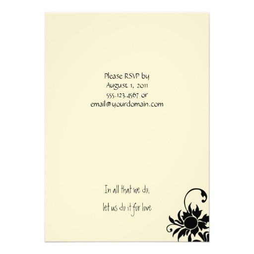 Black and Ivory Wedding Reception Invitation