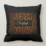 Black and Leopard Print Personalized Pillows