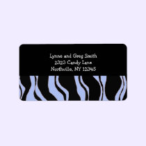 Black and Light Blue Zebra Pattern labels