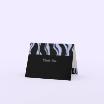 Black and Light Blue Zebra Stripe Thank You cards