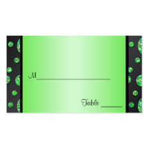 Black and Lime Glittery Polka Dots Placecards Business Card Template