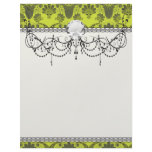 black and lime green damask.ai personalized letterhead