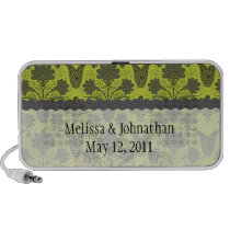 black and lime green damask wedding keepsake speakers