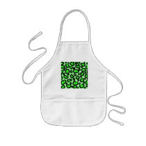 Black and Lime Green Leopard Print Pattern. Aprons