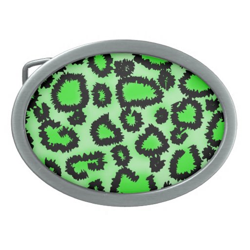 Black and Lime Green Leopard Print Pattern. Belt Buckle