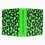 Black and Lime Green Leopard Print Pattern. 3 Ring Binders