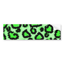 Black and Lime Green Leopard Print Pattern. Bumper Stickers