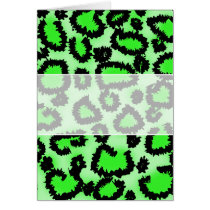 Black and Lime Green Leopard Print Pattern. Card