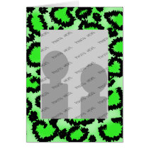 Black and Lime Green Leopard Print Pattern. Card
