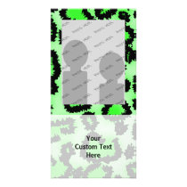 Black and Lime Green Leopard Print Pattern. Custom Photo Card