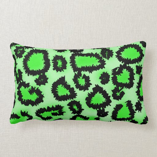 Black and Lime Green Leopard Print Pattern. Throw Pillow