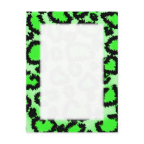 Black and Lime Green Leopard Print Pattern. Post Card