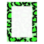 Black and Lime Green Leopard Print Pattern. Post Card