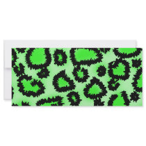 Black and Lime Green Leopard Print Pattern. Rack Card