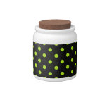 Black and Lime Green Polka Dot Candy Jar