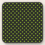 Black and Lime Green Polka Dot Drink Coaster