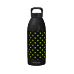 Black and Lime Green Polka Dot Drinking Bottle